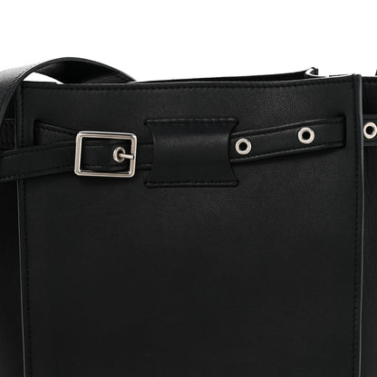 Supple Grained Calfskin Long Strap Big Bag Bucket Black