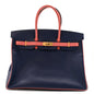 Epsom Horseshoe Birkin 35 Bleu Saphir Flamingo
