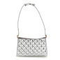 Metallic Crackled Calfskin Quilted Hobo Silver