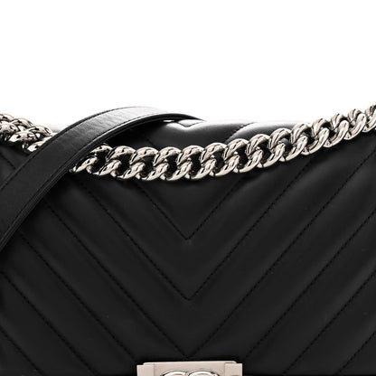 Lambskin Chevron Quilted Medium Boy Flap Black