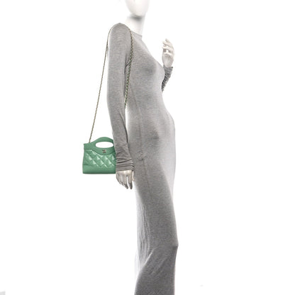 Shiny Crumpled Calfskin Quilted Nano 31 Shopping Bag Light Green