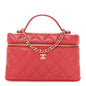 Caviar Quilted Top Handle Slim Vanity With Chain Red