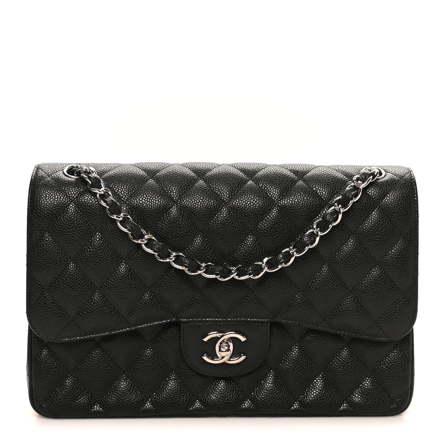 Caviar Quilted Jumbo Double Flap Black