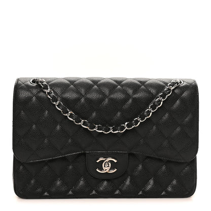 Caviar Quilted Jumbo Double Flap Black