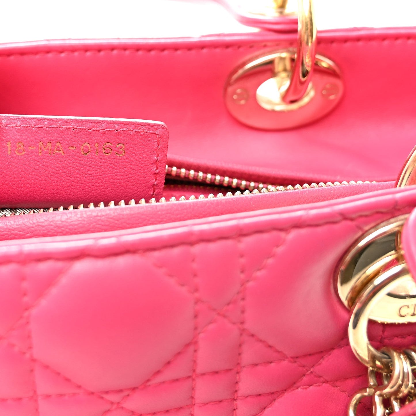 Lambskin Cannage Medium Lady Dior Pink