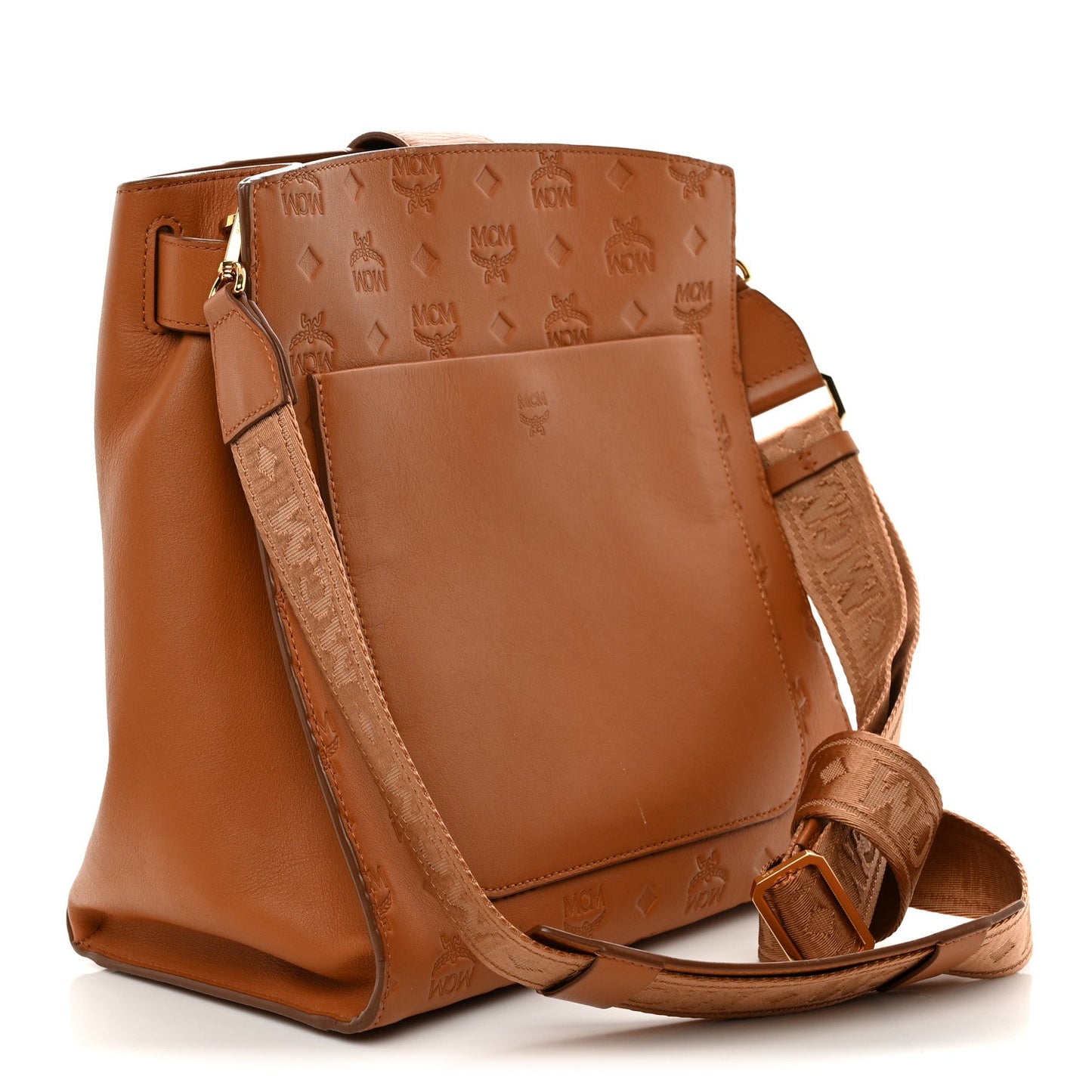 Calfskin Ottomar Monogram Essential Bucket Bag Cognac