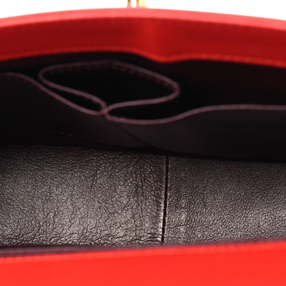 Shiny Goatskin Diagonal Quilted Small Flap Red