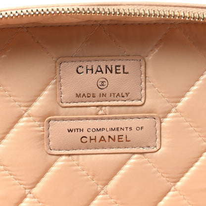 Lambskin Quilted Large Vanity Pouch Beige Clair