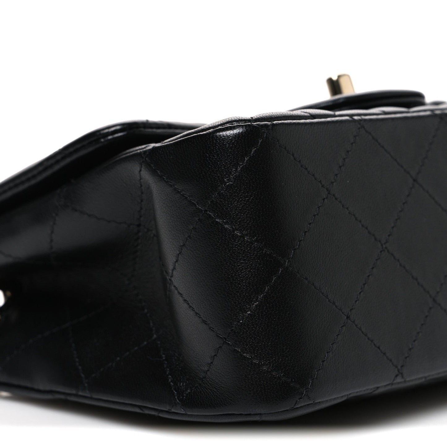 Lambskin Quilted Mini Square Flap Black