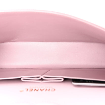 Caviar Quilted Medium Double Flap Light Pink