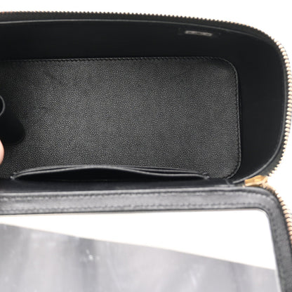 Pearly Caviar Quilted Fit For You Small Vanity Case With Chain Black