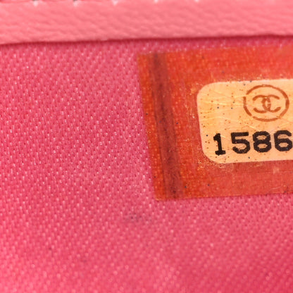 Lambskin Camellia Embossed Large Brilliant Flap Wallet Pink