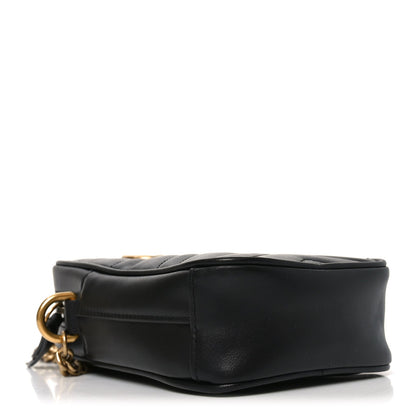 Calfskin Matelasse Mini GG Marmont Crossbody Bag Black