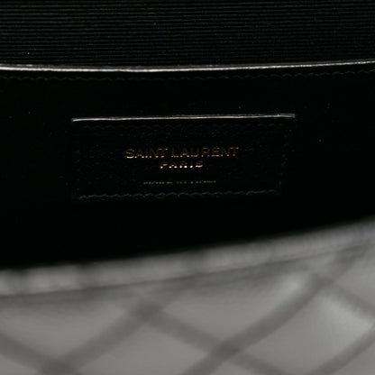 Grain De Poudre Textured Mixed Matelasse Triquilt Medium Monogram Satchel Black