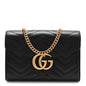 Calfskin Matelasse GG Marmont Chain Wallet Black