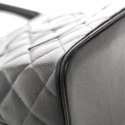 Caviar Quilted Medallion Tote Black
