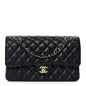Caviar Quilted Medium Double Flap Navy