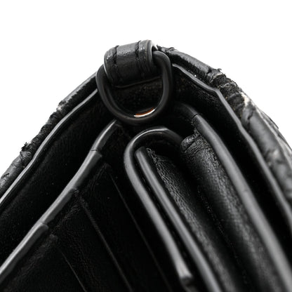 Faux Calfskin Fabric Sneakerhead Crossbody Wallet Black