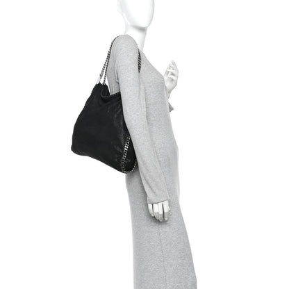 Shaggy Deer Small Falabella Fold Over Tote Black
