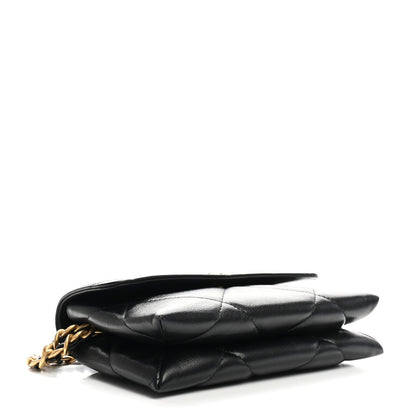 Lambskin Quilted Chanel 19 Flap Clutch Black