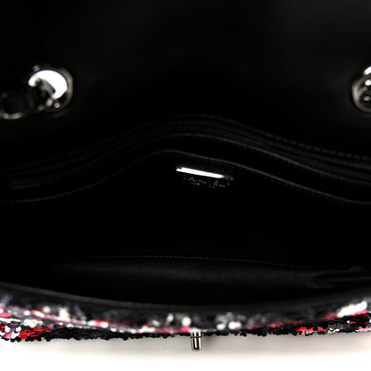 Sequin Logo Single Flap Pink Silver Black