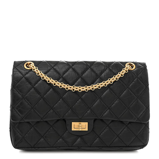 Aged Calfskin Quilted 2.55 Reissue 226 Flap Black