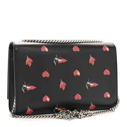 Calfskin Medium Heart Bolts Monogram Kate Satchel Black