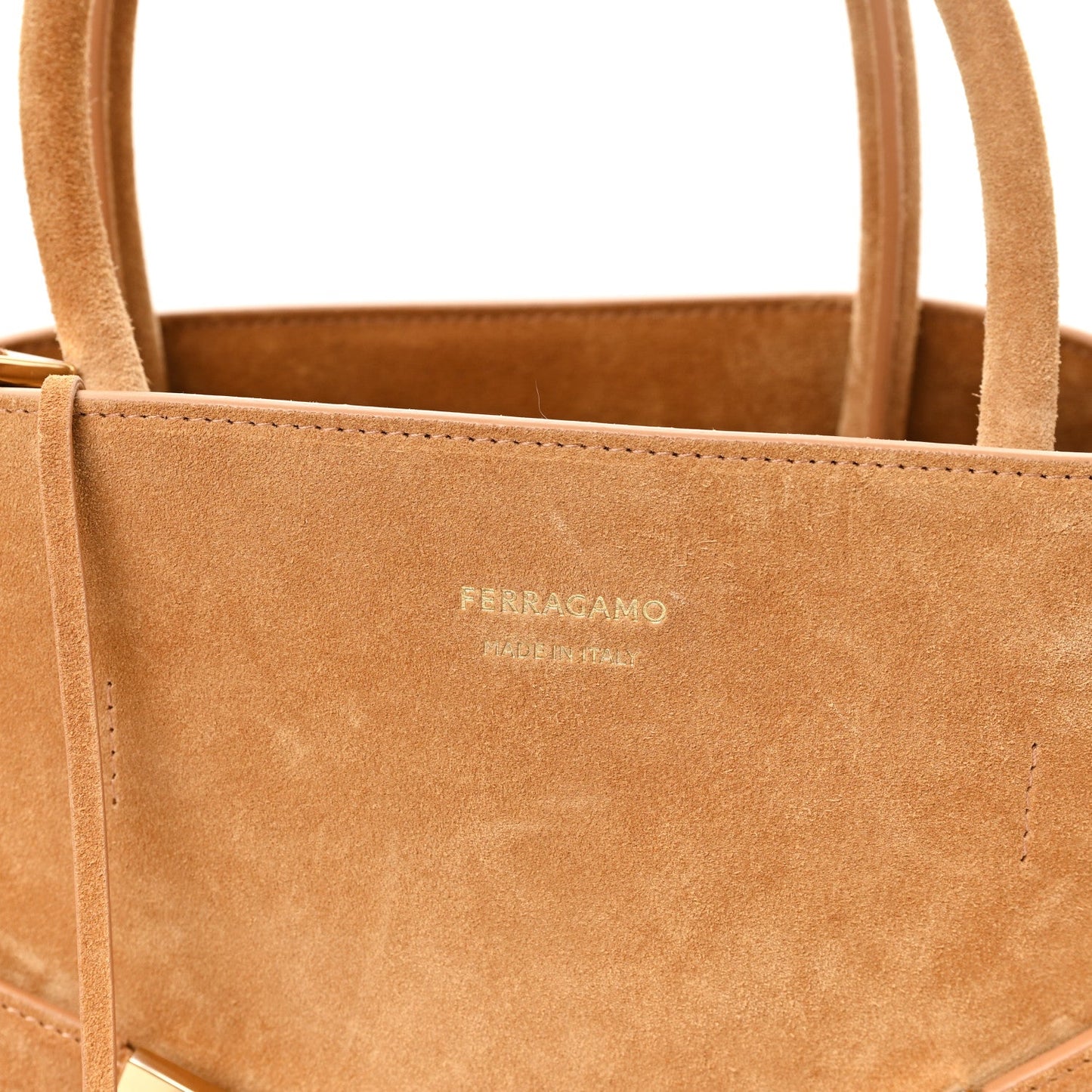 Suede Calfskin Large Hug Bag Natural