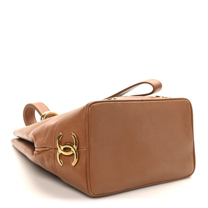 Calfskin CC Bucket Shoulder Bag Brown