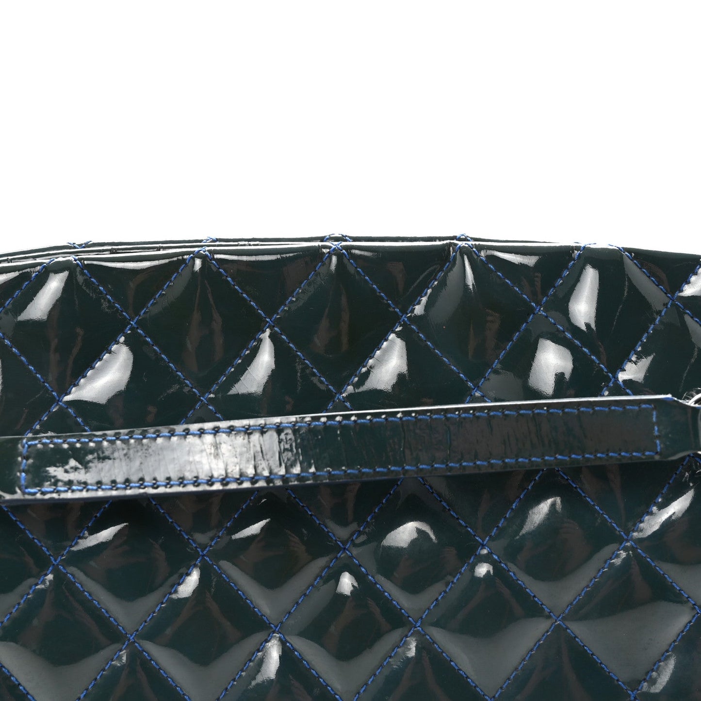 Patent Quilted Large Just Mademoiselle Bowling Bag Dark Blue