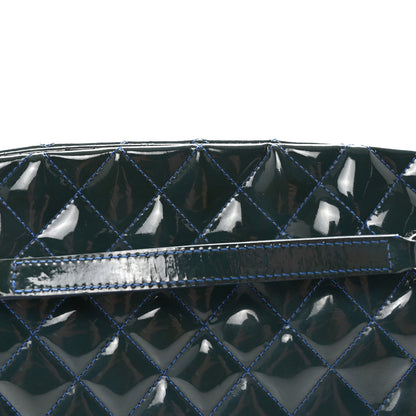 Patent Quilted Large Just Mademoiselle Bowling Bag Dark Blue