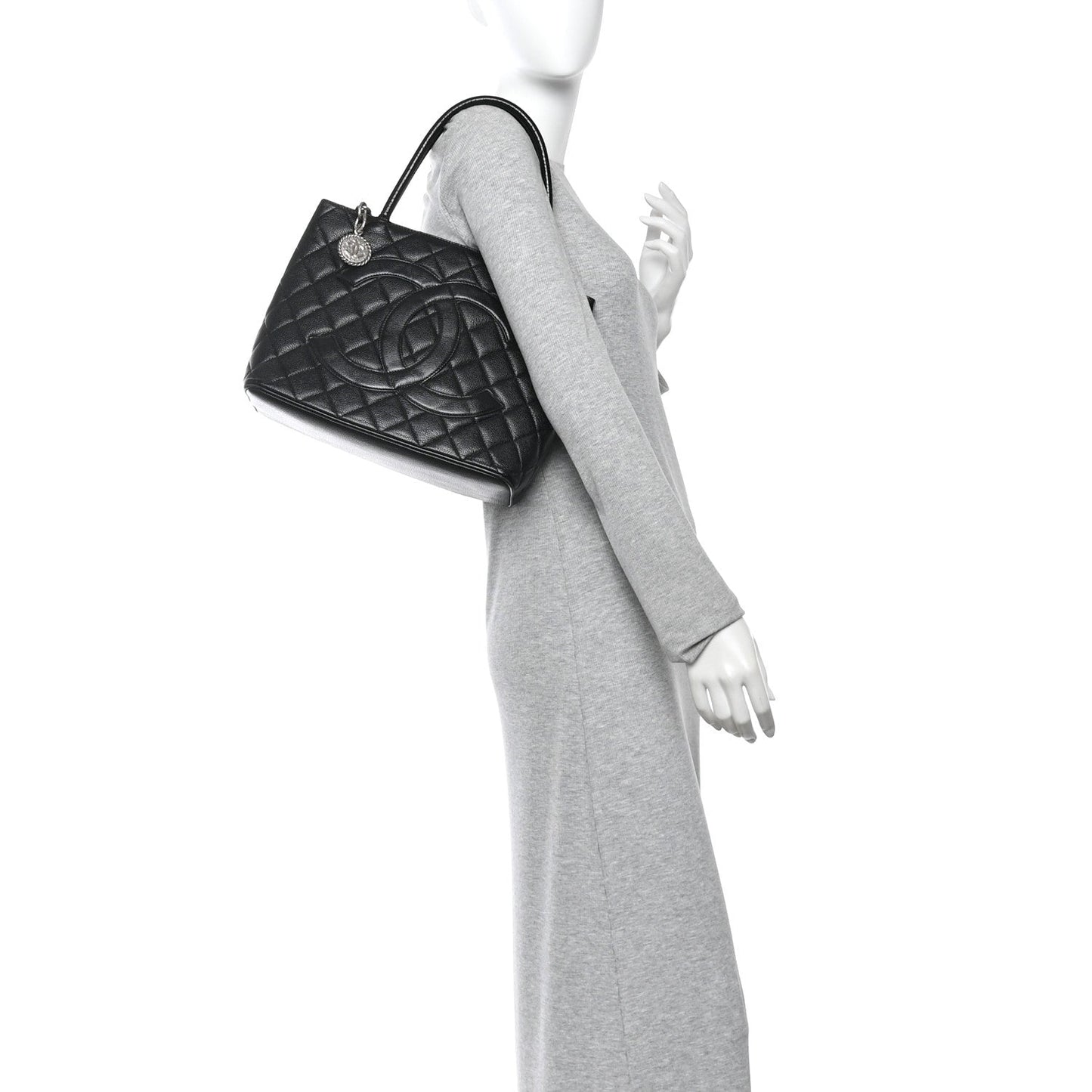 Caviar Quilted Medallion Tote Black