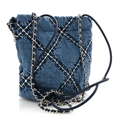Denim Stitched Quilted Mini Chanel 22 Blue