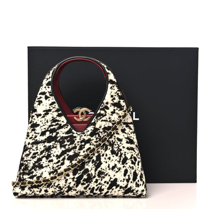 Pony Hair Printed Chic Lady Small Shopping Tote White Black