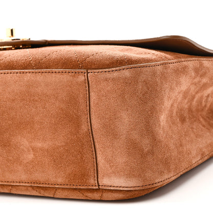 Suede Calfskin Small Souplissimo Maxi Flap Camel