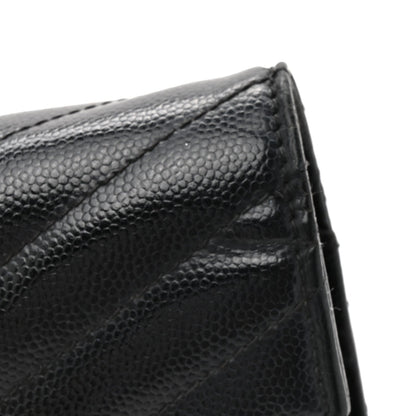 Grain De Poudre Matelasse Chevron Monogram Chain Wallet Black