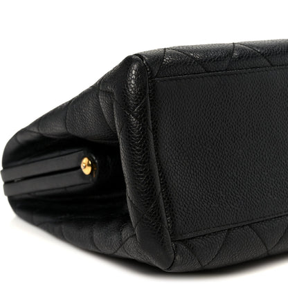 Caviar Quilted Kisslock Shoulder Bag Black