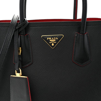 Saffiano Cuir Small Double Bag Black Fuoco