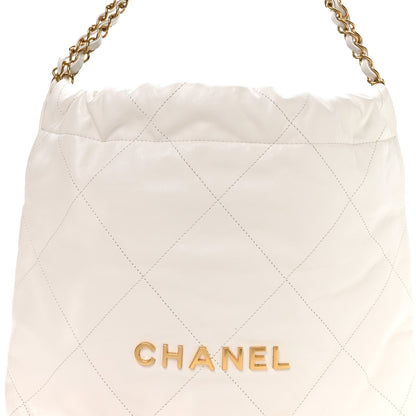 Shiny Calfskin Quilted Small Chanel 22 White