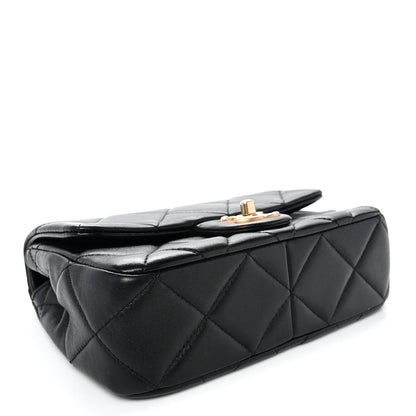 Lambskin Quilted Pearl Small Flap Black