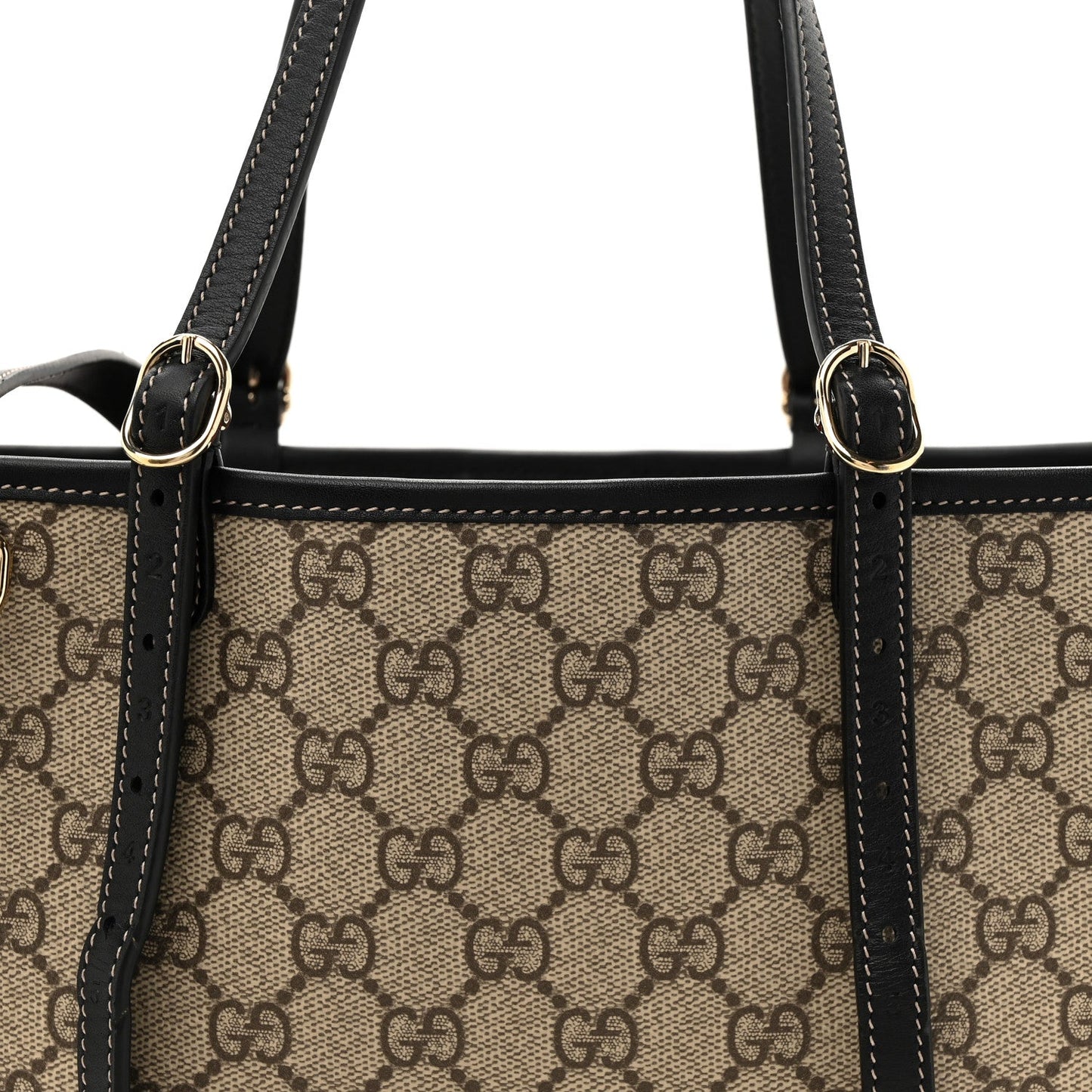GG Supreme Monogram Emblem Small Tote Bag Beige Black
