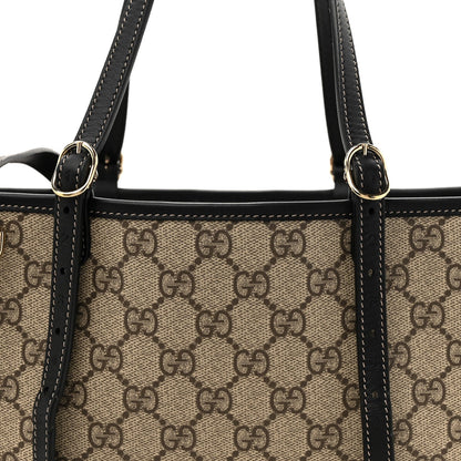 GG Supreme Monogram Emblem Small Tote Bag Beige Black