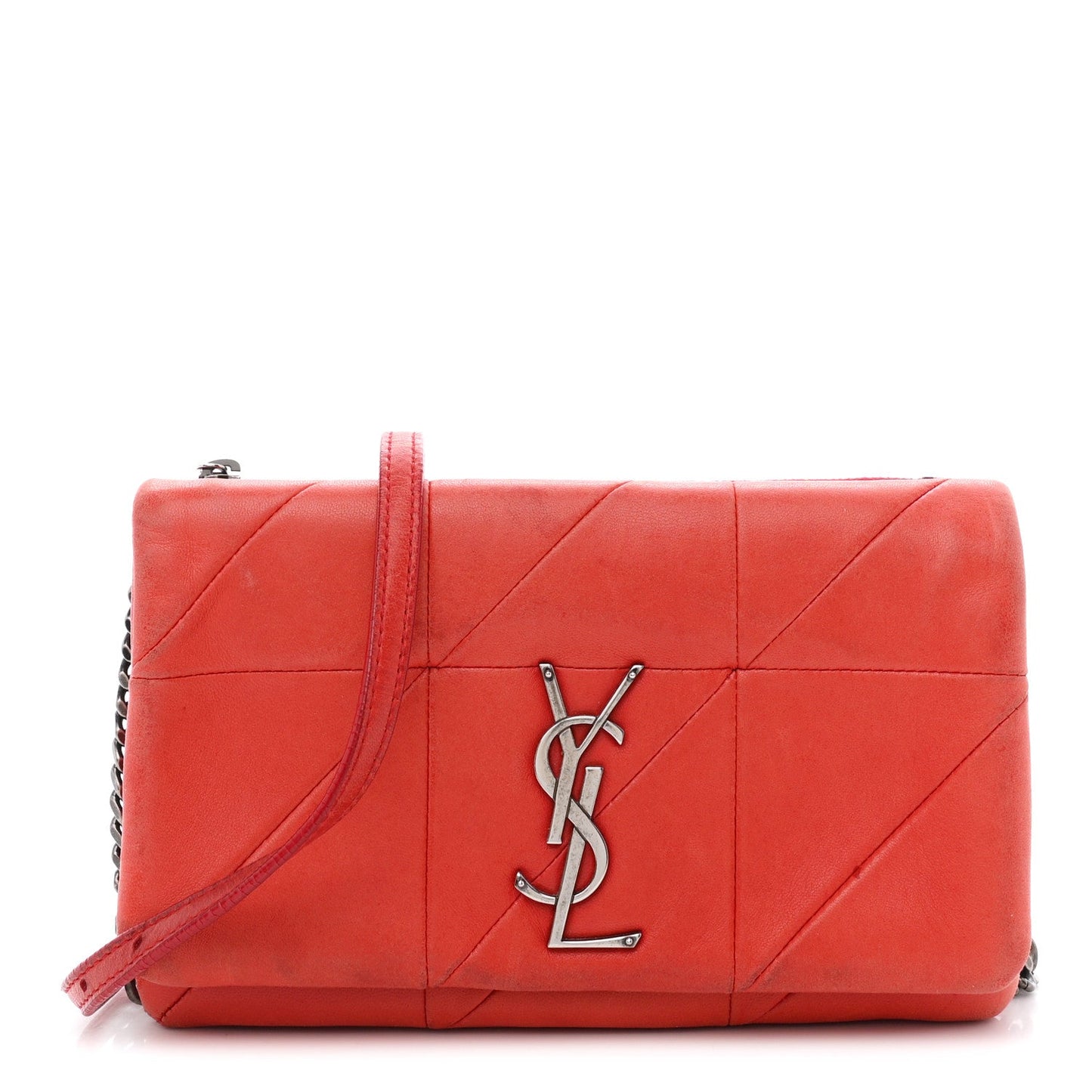 Lambskin Patchwork Monogram Jamie Chain Wallet Red