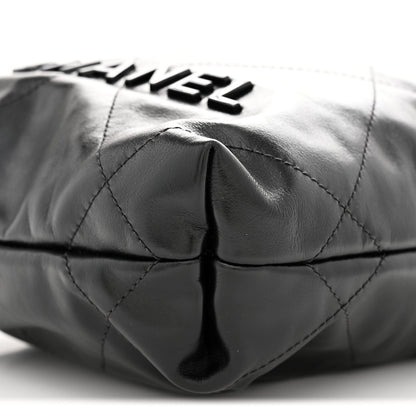 Shiny Calfskin Quilted Mini Chanel 22 So Black