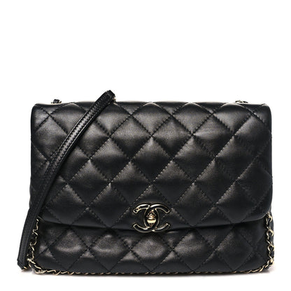 Lambskin Quilted Enamel CC Chain Frame Flap Black