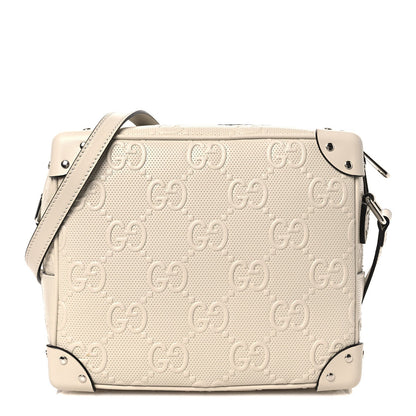 Calfskin GG Tennis Embossed Square Messenger Bag Mystic White