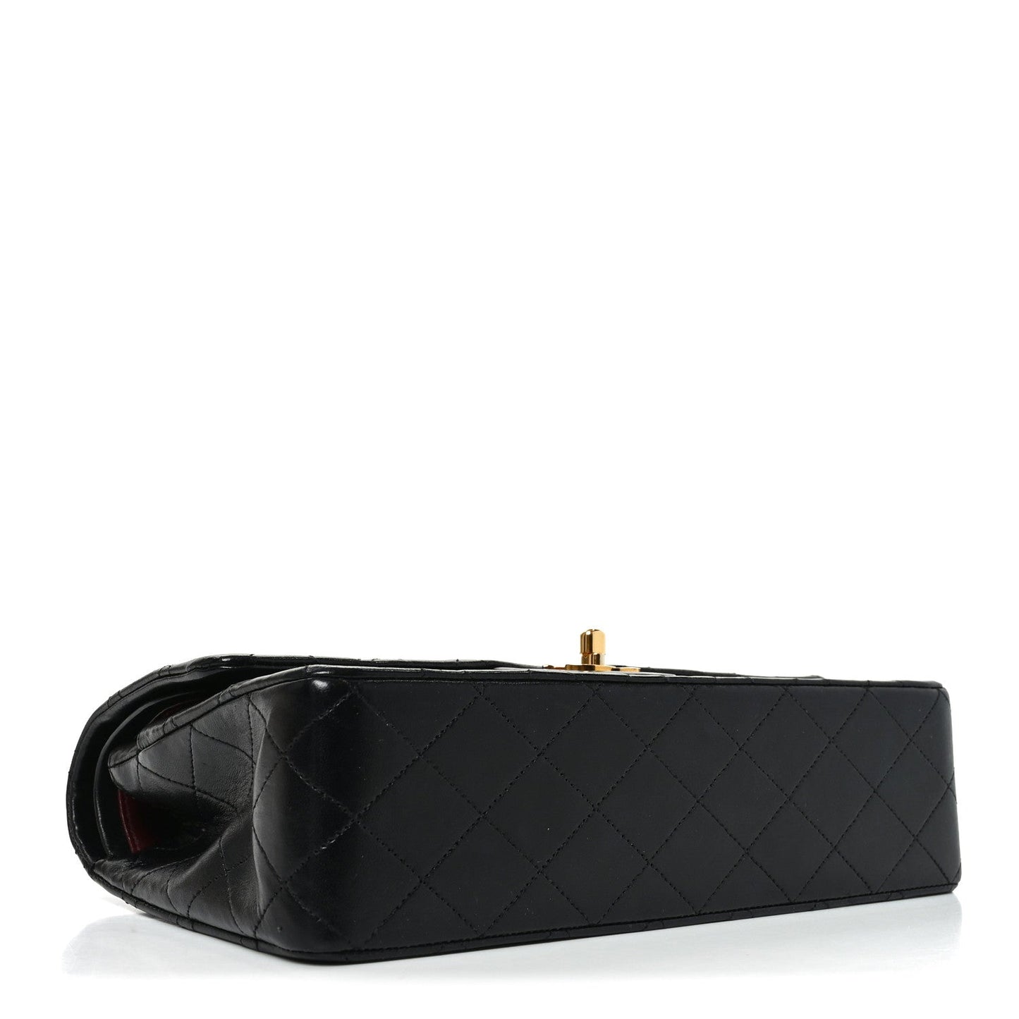 Lambskin Quilted Medium Double Flap Black
