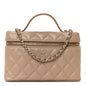 Caviar Quilted Top Handle Slim Vanity With Chain Dark Beige