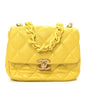 Lambskin Quilted Mini Lacquered Chain Flap Yellow