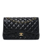 Lambskin Quilted Jumbo Double Flap Black